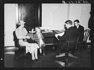 Interviewing applicants for homesteads at resettlement office in Birmingham, Alabama